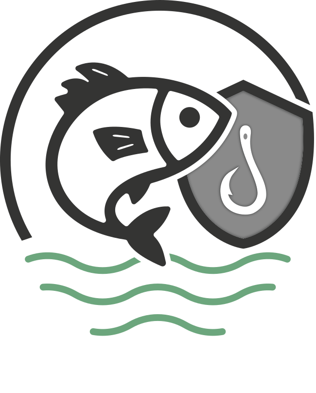 Logo von Prephished. Es ist ein Fisch abgebildet mit einem Schild davor. Dieses Bild soll Phishingschutz Darstellen