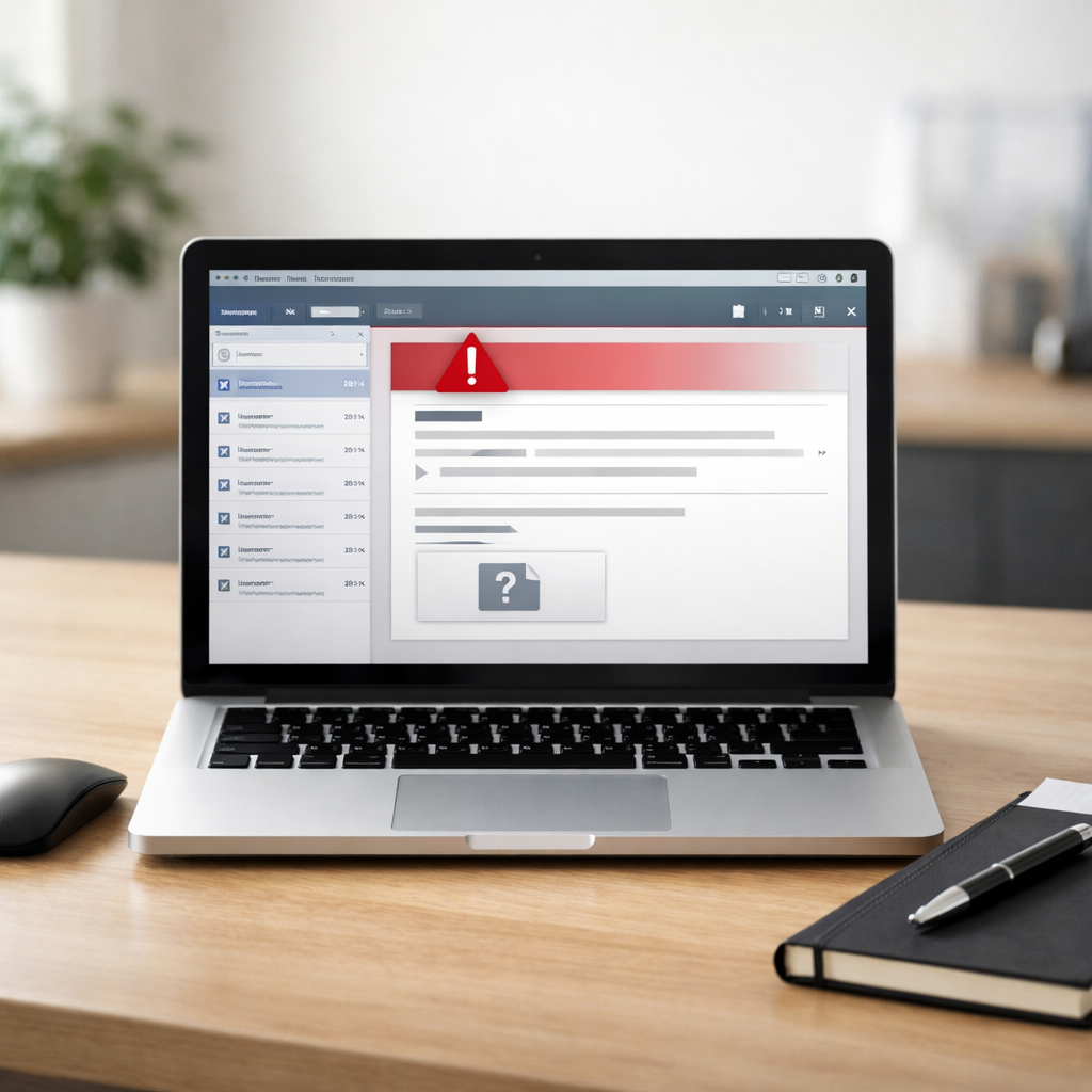 Illustration zum Thema Cybersecurity-Wissen (Bildschirm mit Sicherheitsproblem-Hinweis)